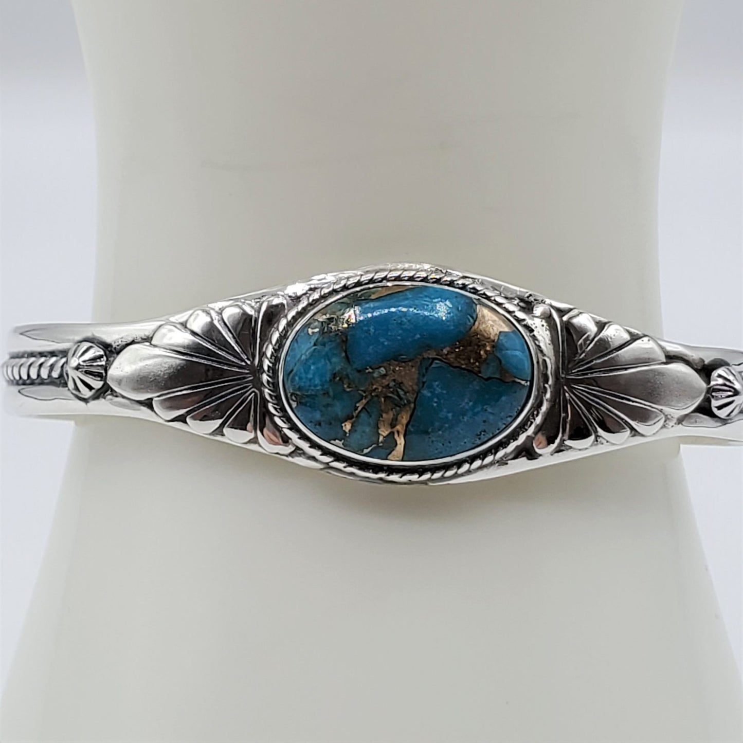 Matrix Turquoise Cuff Bracelet set in .925 Sterling Silver