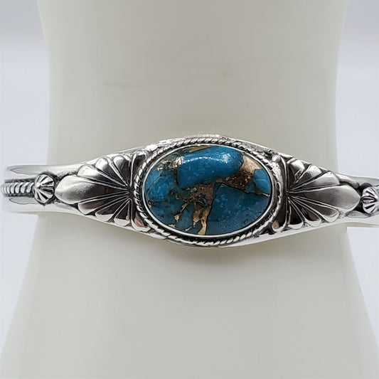 Matrix Turquoise Cuff Bracelet set in .925 Sterling Silver