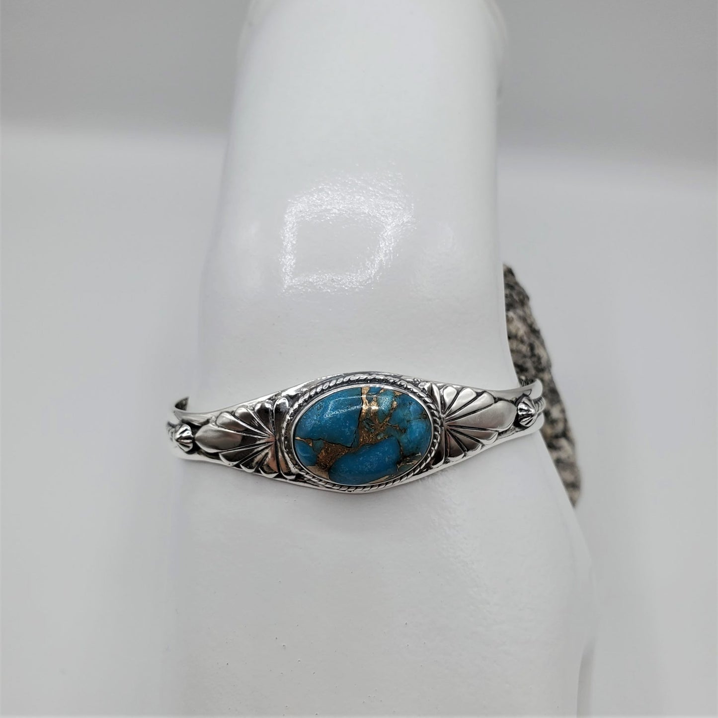 Matrix Turquoise Cuff Bracelet set in .925 Sterling Silver