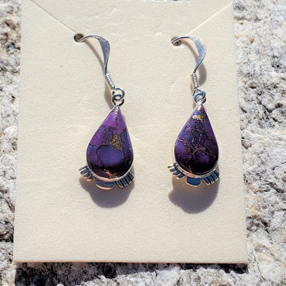 Mohave Purple Turquoise teardrop shaped french back earrings