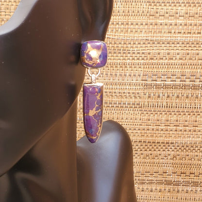 Mohave Purple Turquoise Dangle stud earrings set