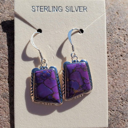 Mohave Purple Turquoise French Back Square Earrings