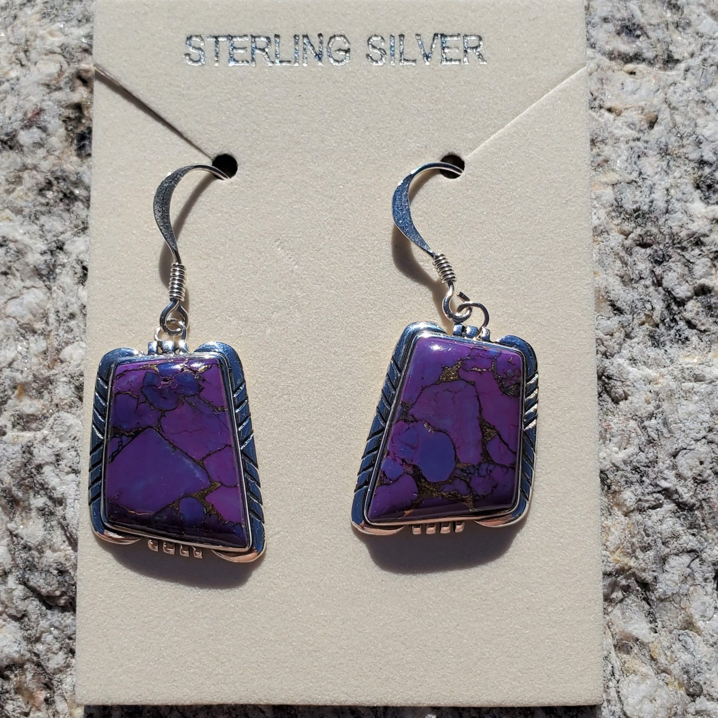 Mohave Purple Turquoise French Back Square Earrings