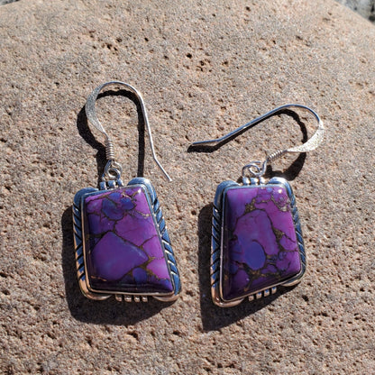 Mohave Purple Turquoise French Back Square Earrings