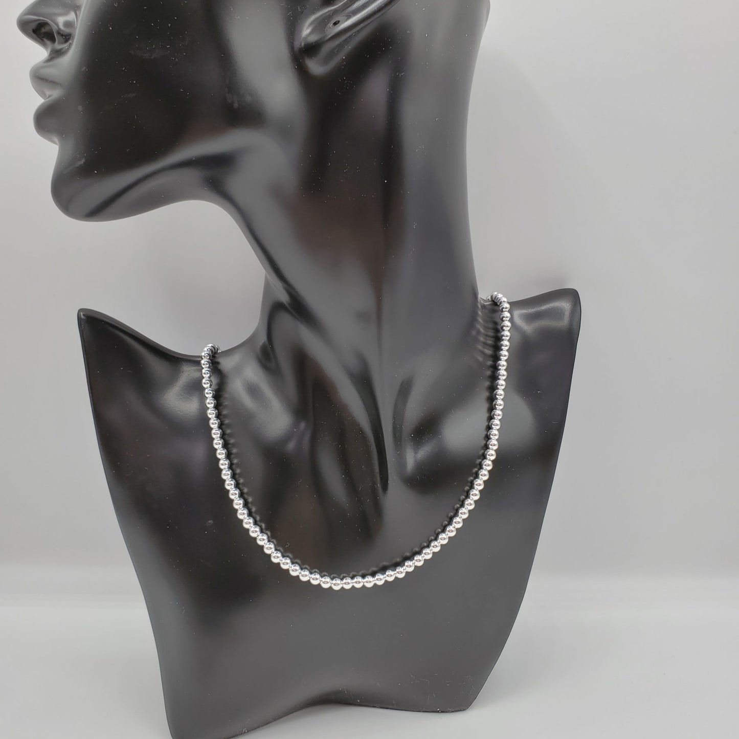 18" Sterling Silver necklace with 2mm sterling silver pearls.