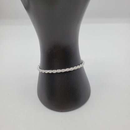 .925 Sterling Silver twisted rope chain bracelet