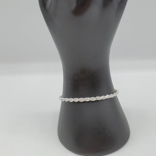 .925 Sterling Silver twisted rope chain bracelet