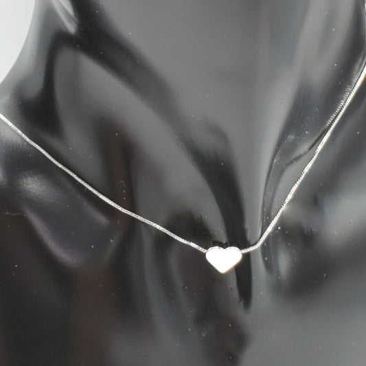 Delicate .925 sterling silver necklace with a  2mm silver floating heart