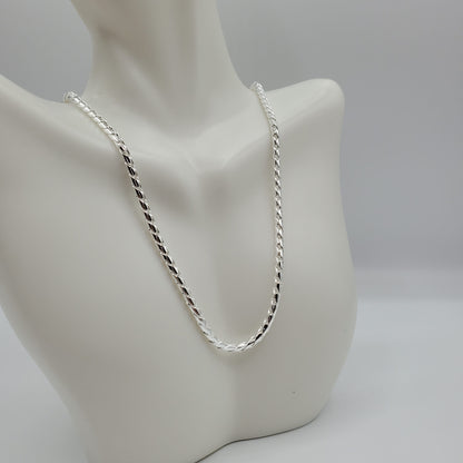 .925 Sterling Silver  20" curved link serpentine chain