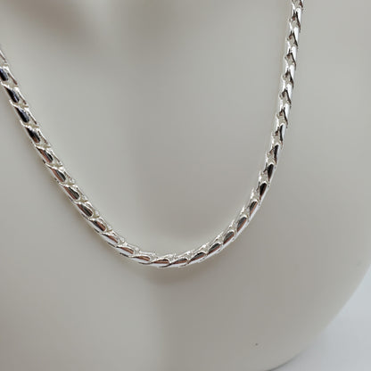 .925 Sterling Silver  20" curved link serpentine chain