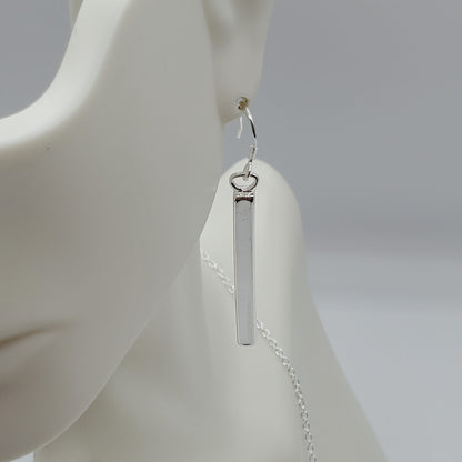 .925 Silver vertical column necklace with earrings set