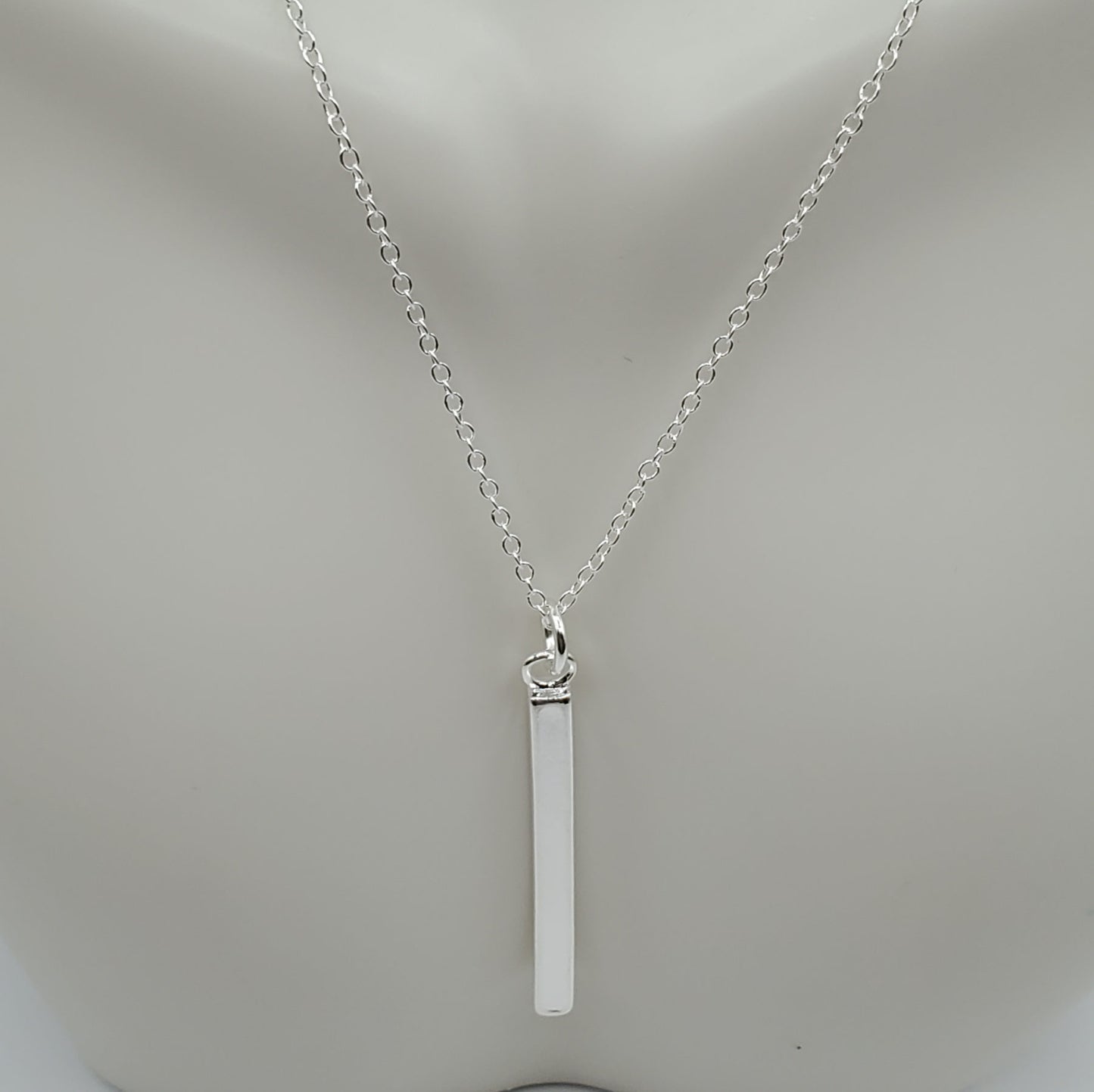 .925 Silver vertical column necklace with earrings set