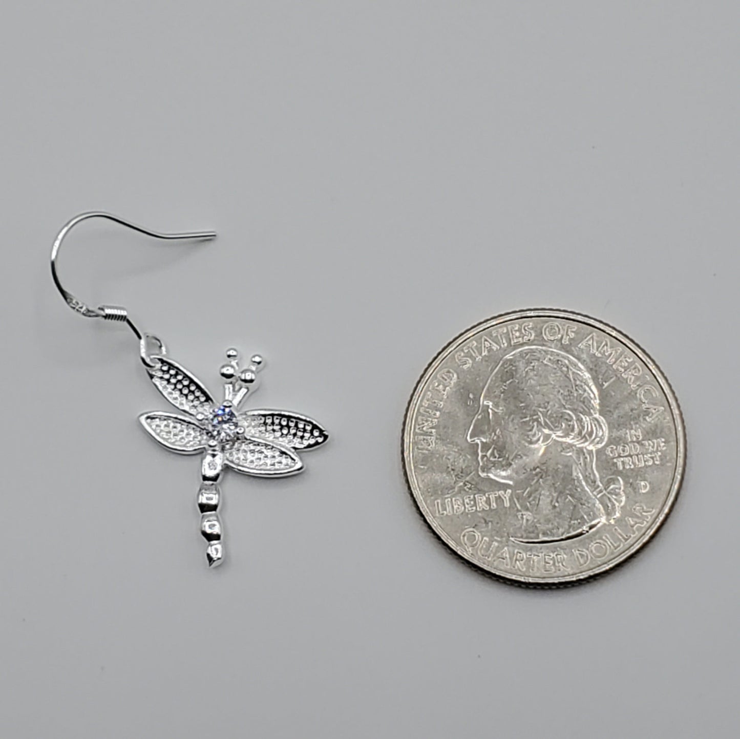 Silver Dragonfly necklace and earring set