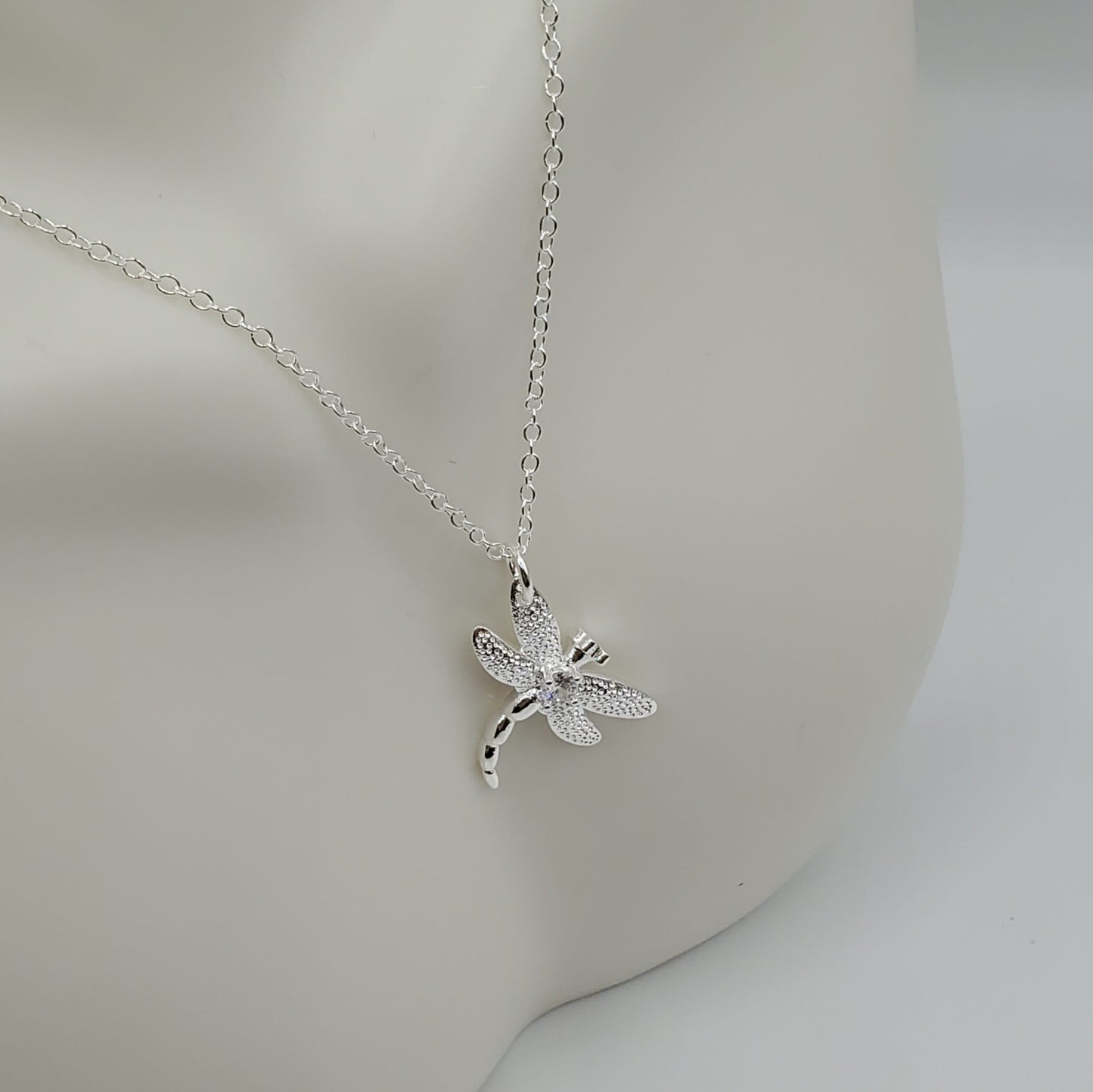 Silver Dragonfly necklace and earring set