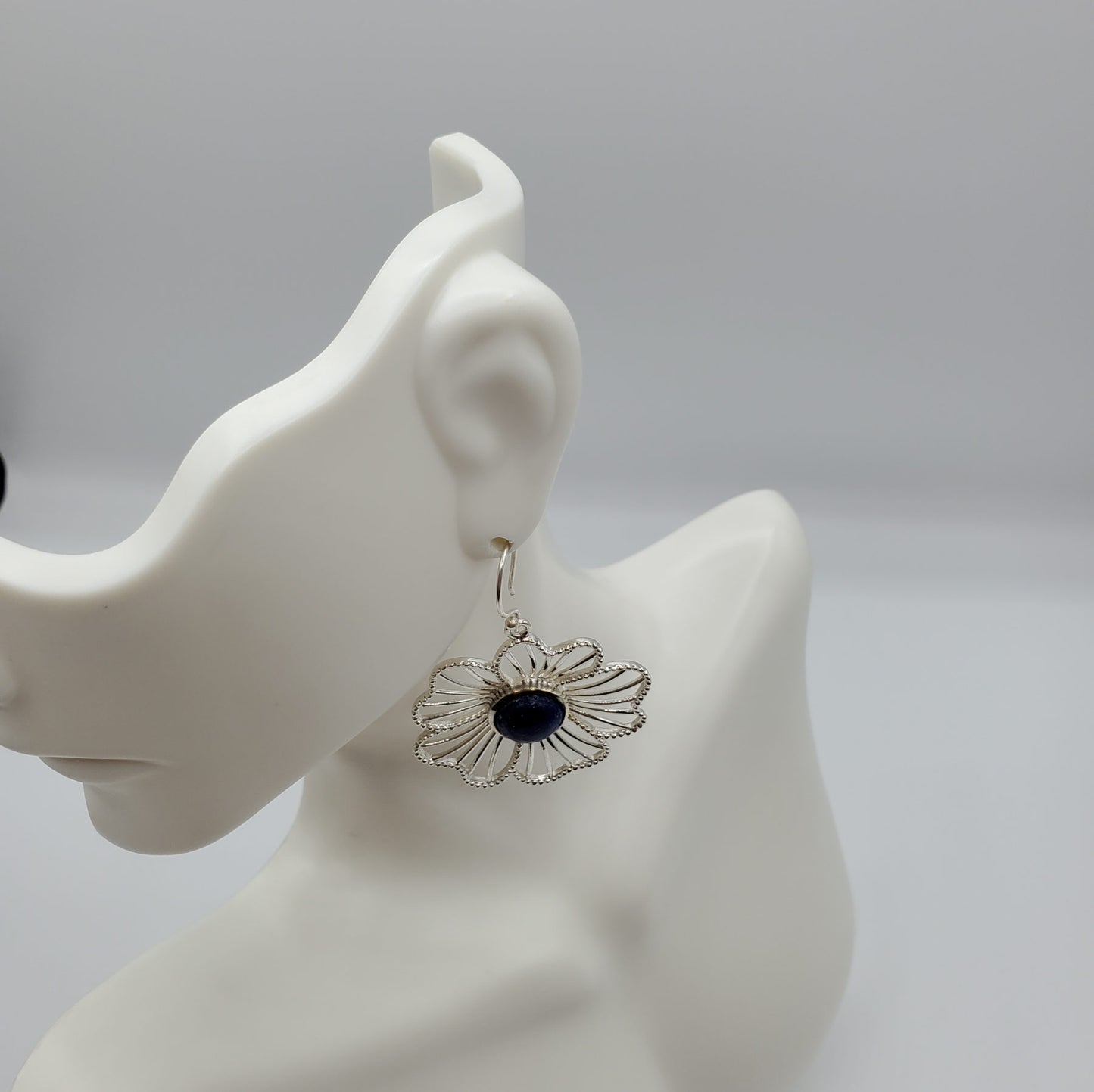 Lapis Lazuli Dangle Flower Earring