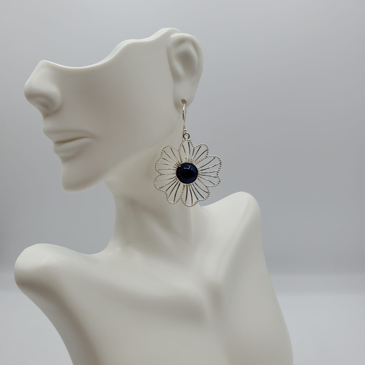 Lapis Lazuli Dangle Flower Earring