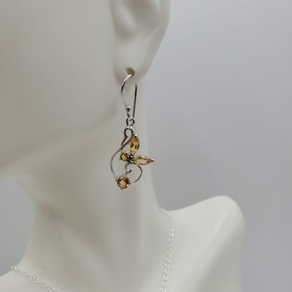 Music Note Citrine Necklace and Earring Set