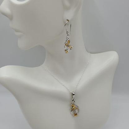 Music Note Citrine Necklace and Earring Set