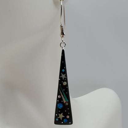 Black Onyx Galaxy Dangle Earrings