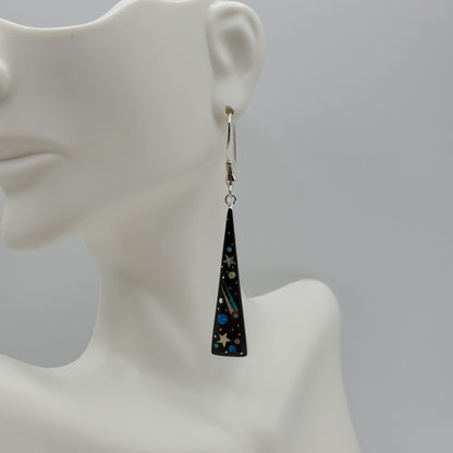 Black Onyx Galaxy Dangle Earrings