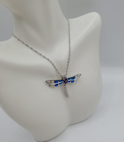 Blue Opal Dragonfly Pendant