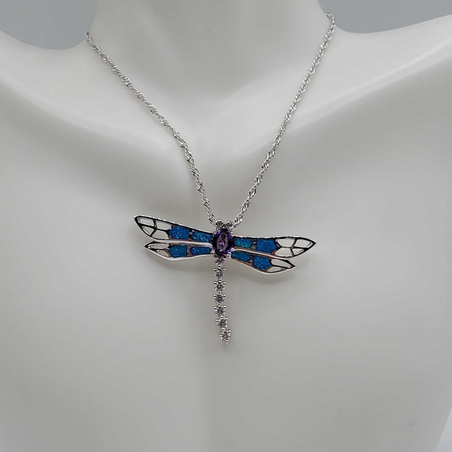 Blue Opal Dragonfly Pendant