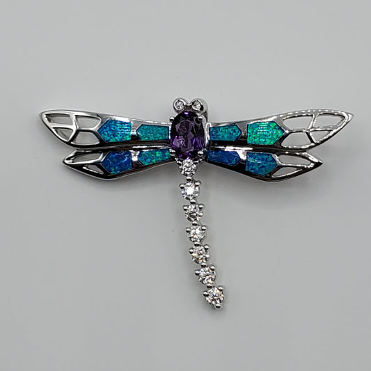 Blue Opal Dragonfly Pendant