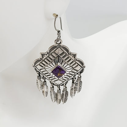 Vintage Native American style Mohave Purple dream catcher earrings