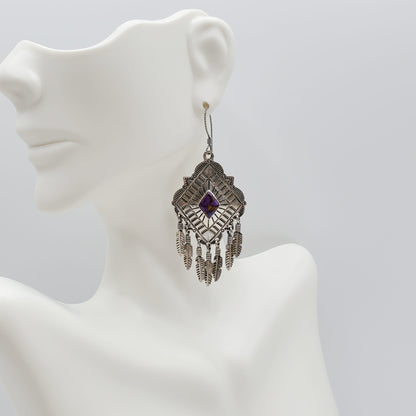 Vintage Native American style Mohave Purple dream catcher earrings