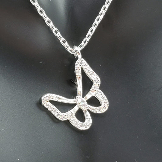 .925 Sterling Silver Butterfly Necklace