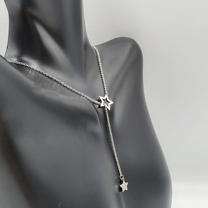 .925 Sterling Silver Star lariat Necklace