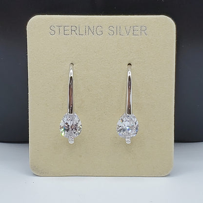 Sterling Silver Waterdrop Crystal Dangle Earrings