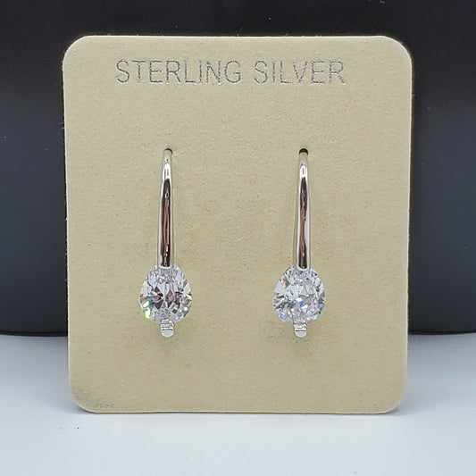 Sterling Silver Waterdrop Crystal Dangle Earrings