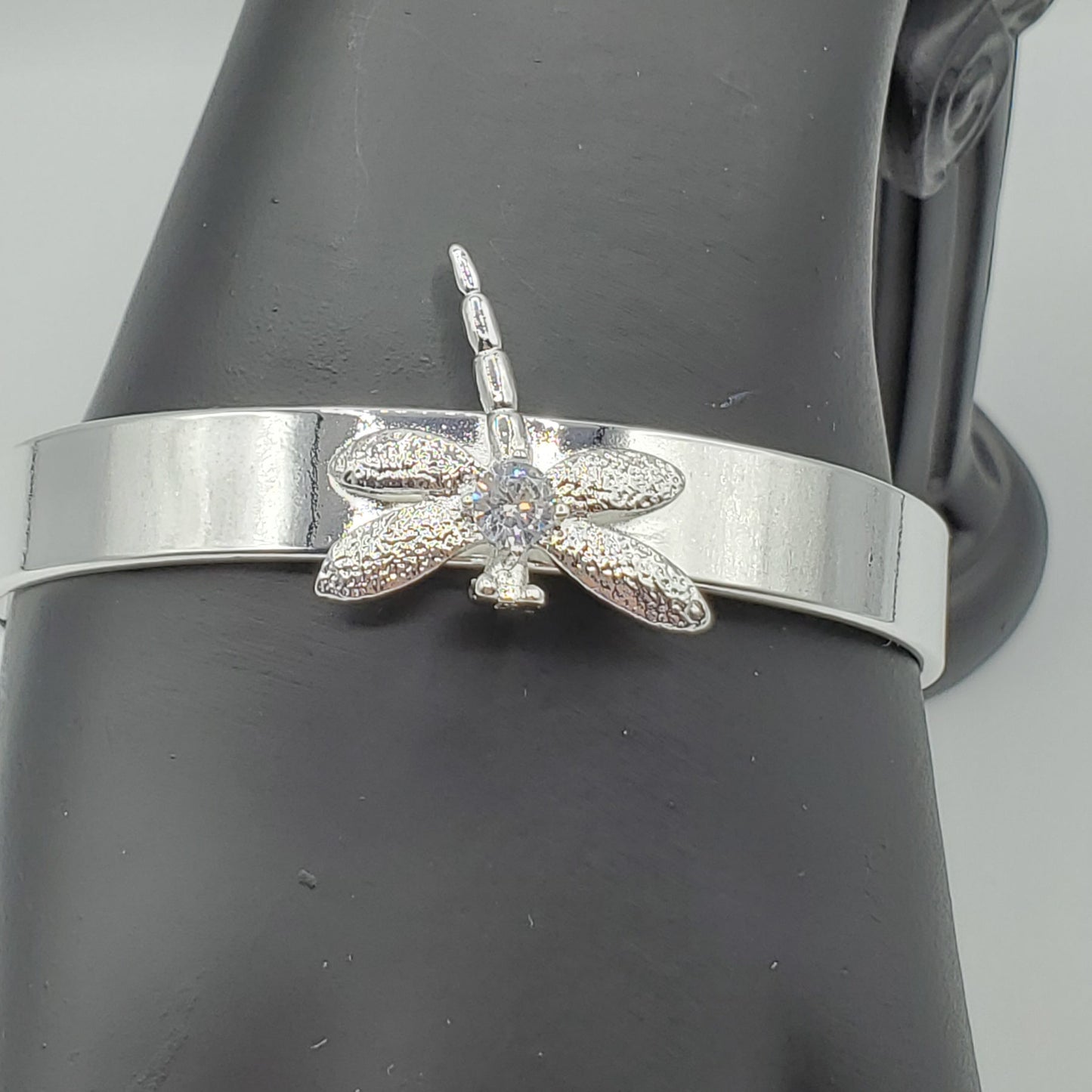 .925 Sterling Silver Dragonfly Open Cuff Bracelet