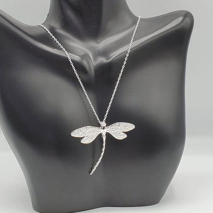 .925 Sterling Silver Dragonfly Pendant with 18" chain