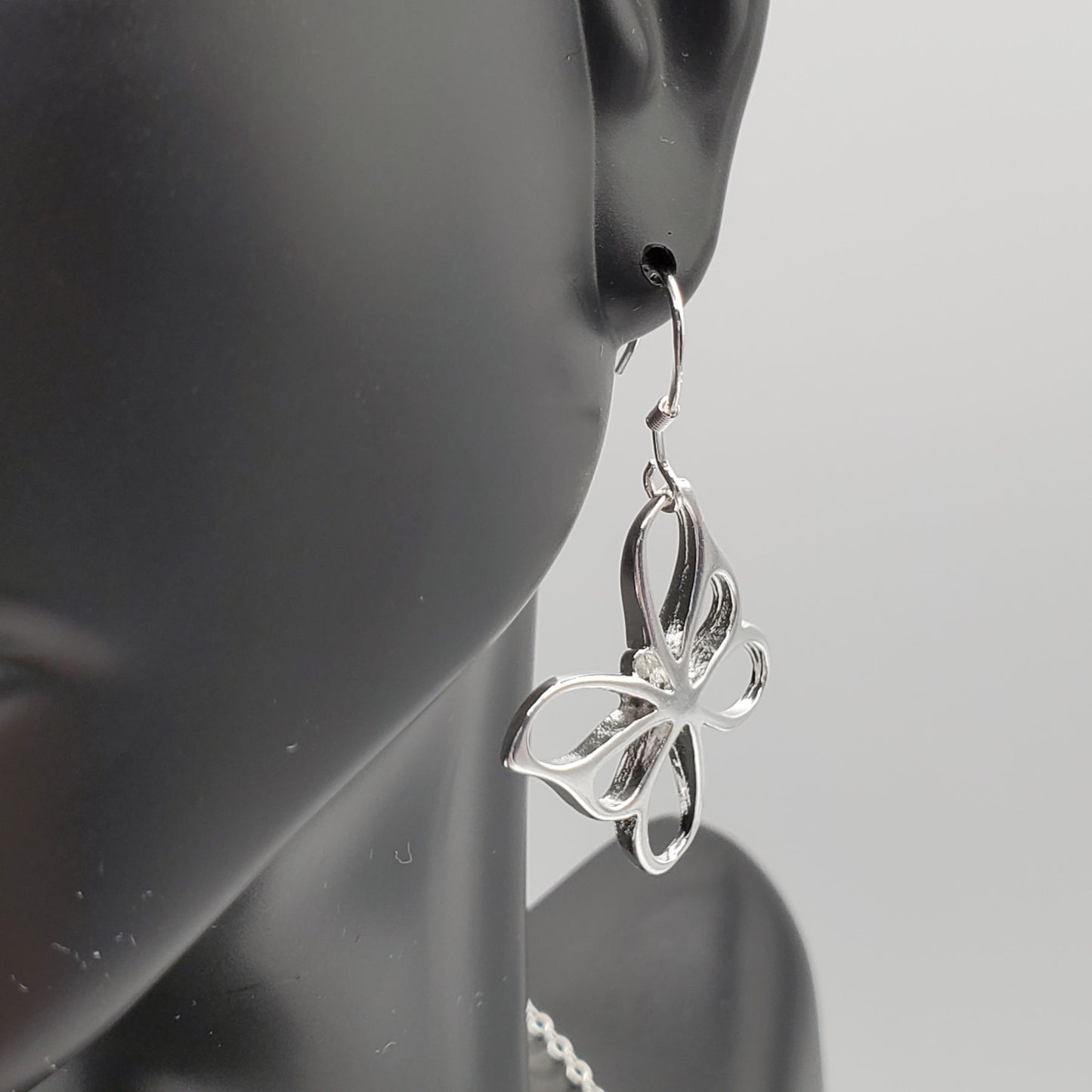 Sterling Silver Butterfly Dangle Earrings.