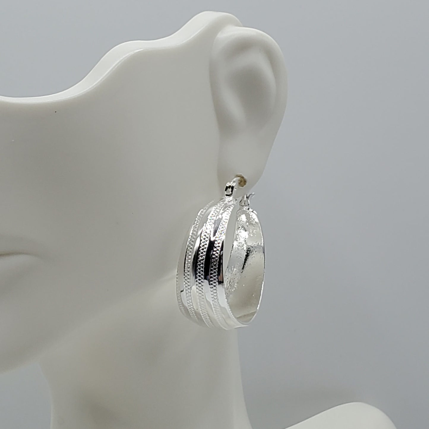 Retro Style .925 Sterling Silver 12mm Hoop Earrings