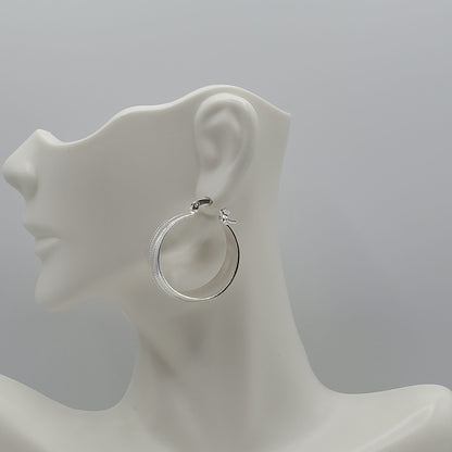 Retro Style .925 Sterling Silver 12mm Hoop Earrings