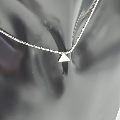 .925 Sterling Silver Minimalist Triangle Necklace