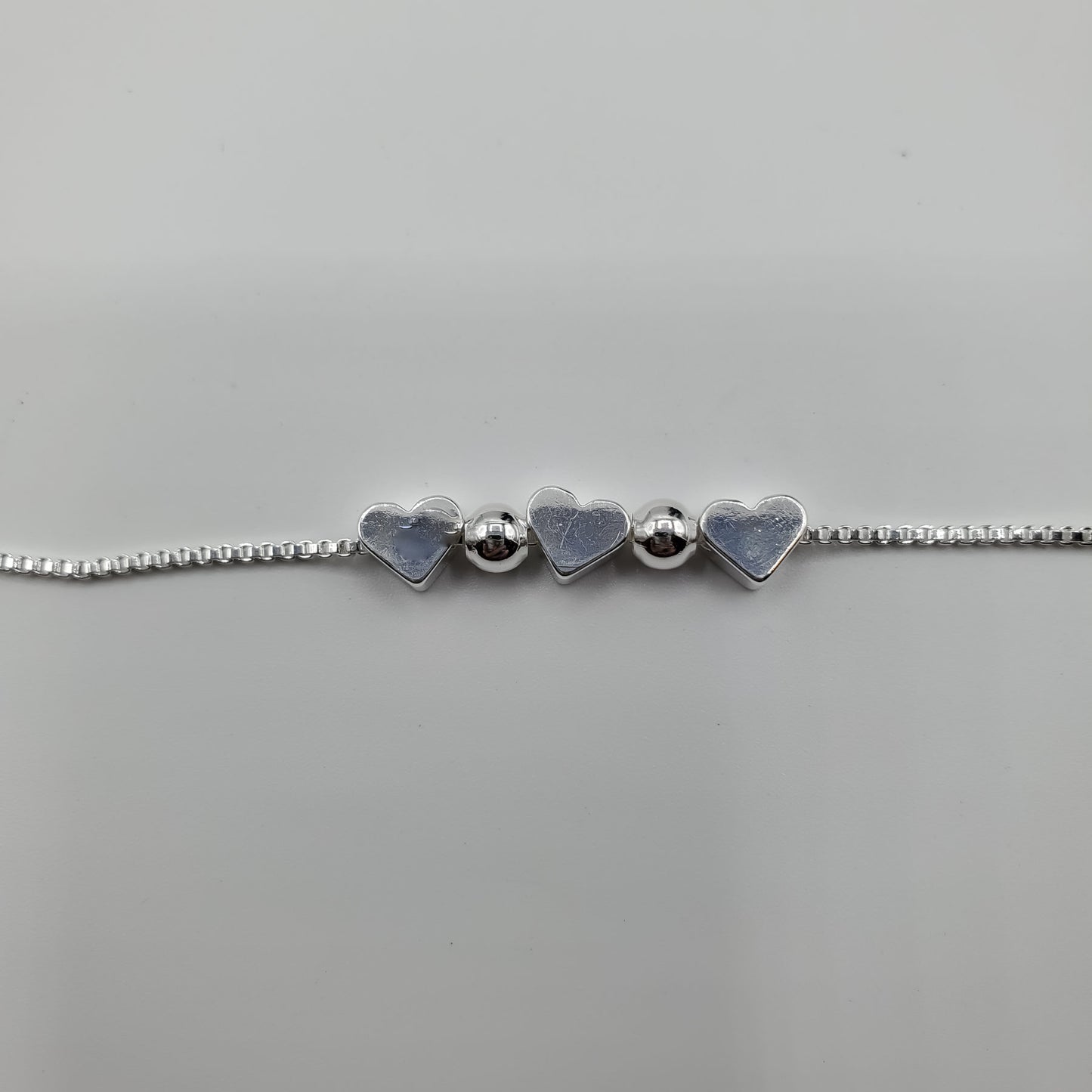 .925 Sterling Silver Minimalist 3 Heart Necklace