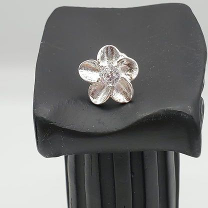 Dainty .925 Sterling Silver Hawaiian Plumeria Flower Stud Earring