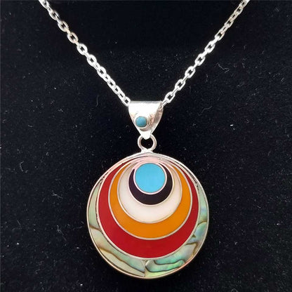 Retro Style Enameled Circular Pendant