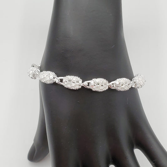 .925 Sterling Silver Geometric Chain Linked Bracelet