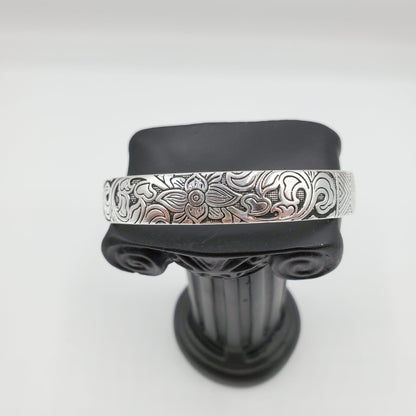 .925 Sterling Silver Lotus Flower Cuff Bracelet