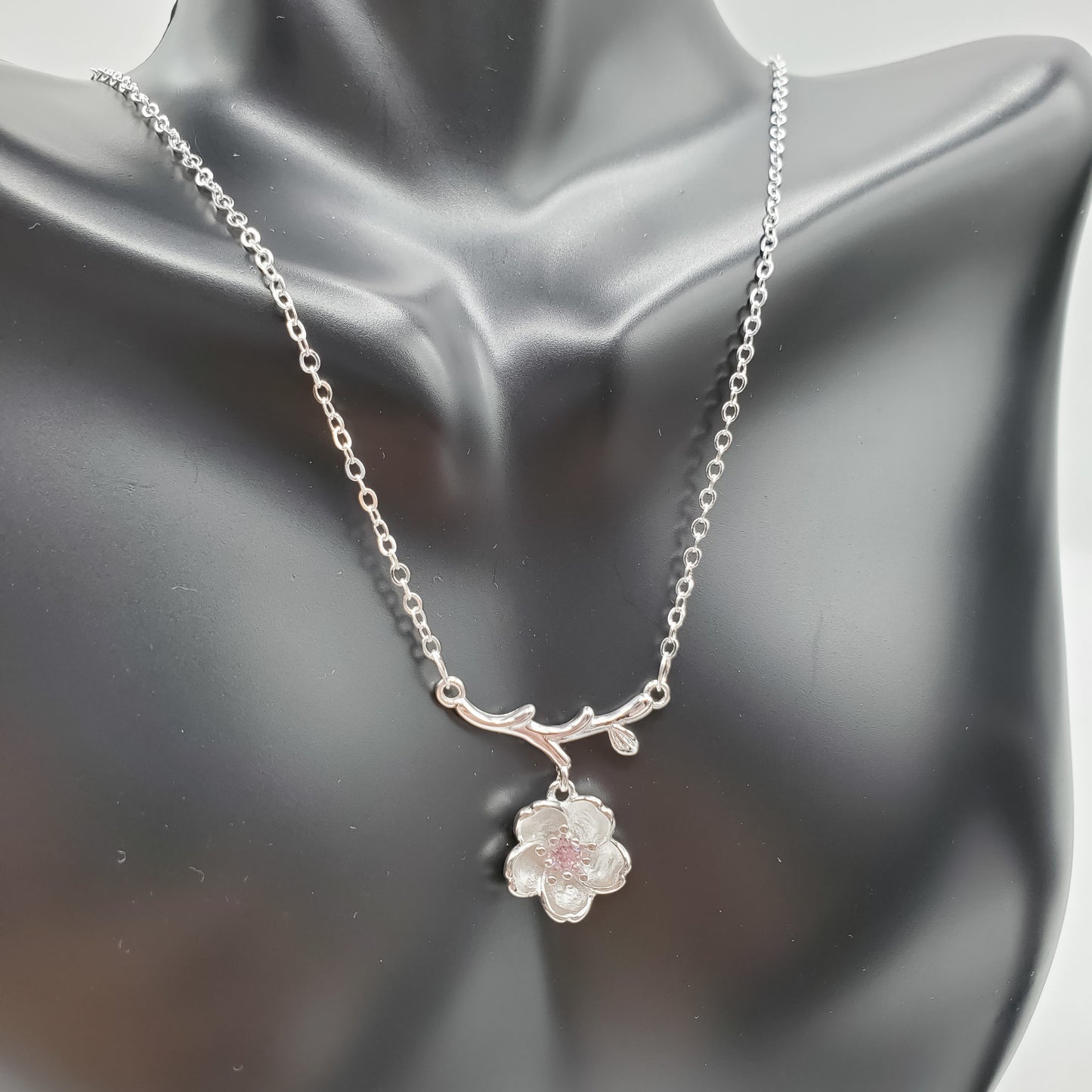 .925 Sterling Silver Jewelry Set of Cherry Blossoms