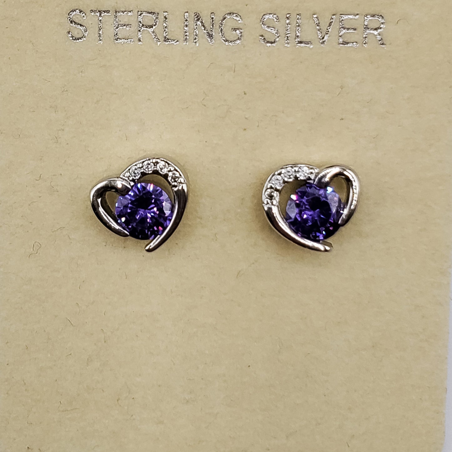 .925 Sterling Silver Heart Stud Earrings