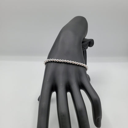 .925 Sterling Silver 4mm chain bead bracelet.