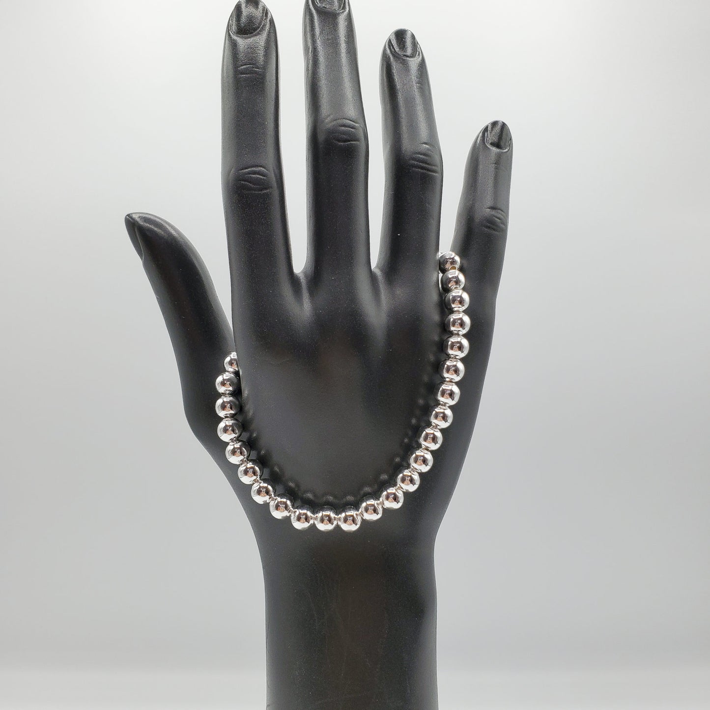 .925 sterling silver 6mm chain beads bracelet.