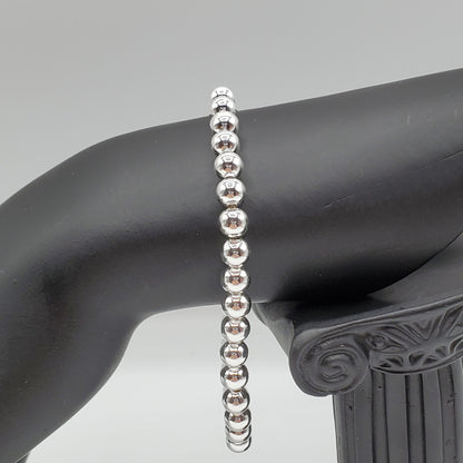 .925 sterling silver 6mm chain beads bracelet.