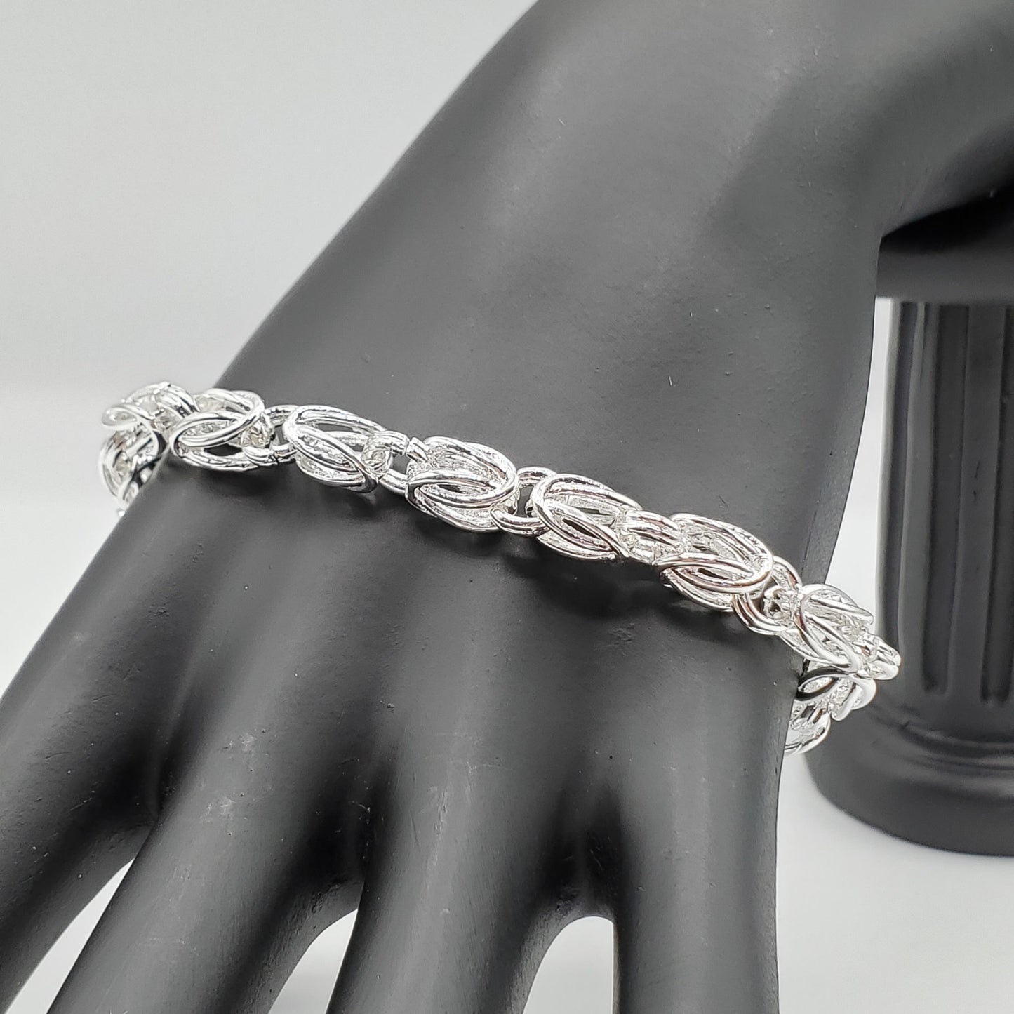 .925 Sterling Silver geometric chain link bracelet